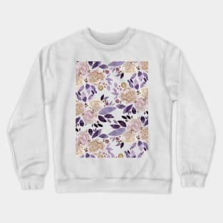 Watercolor flower bouquet pattern - beige and ultra violet Crewneck Sweatshirt